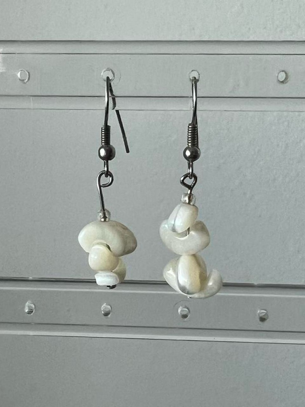vintage white stone asymmetrical dangly earrings